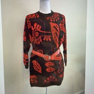 Vintage Westside Red & Black Oversized Sweater Y2K. Large